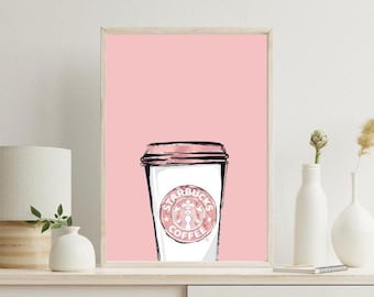 Pink Starbucks Coffee Cup Print: Luxury Home & Office Decor (Digital Download)