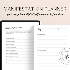 Manifestation Journal Minimal Printable Planner Inserts | Abundance Planner, Law of Attraction Planner, Manifesting