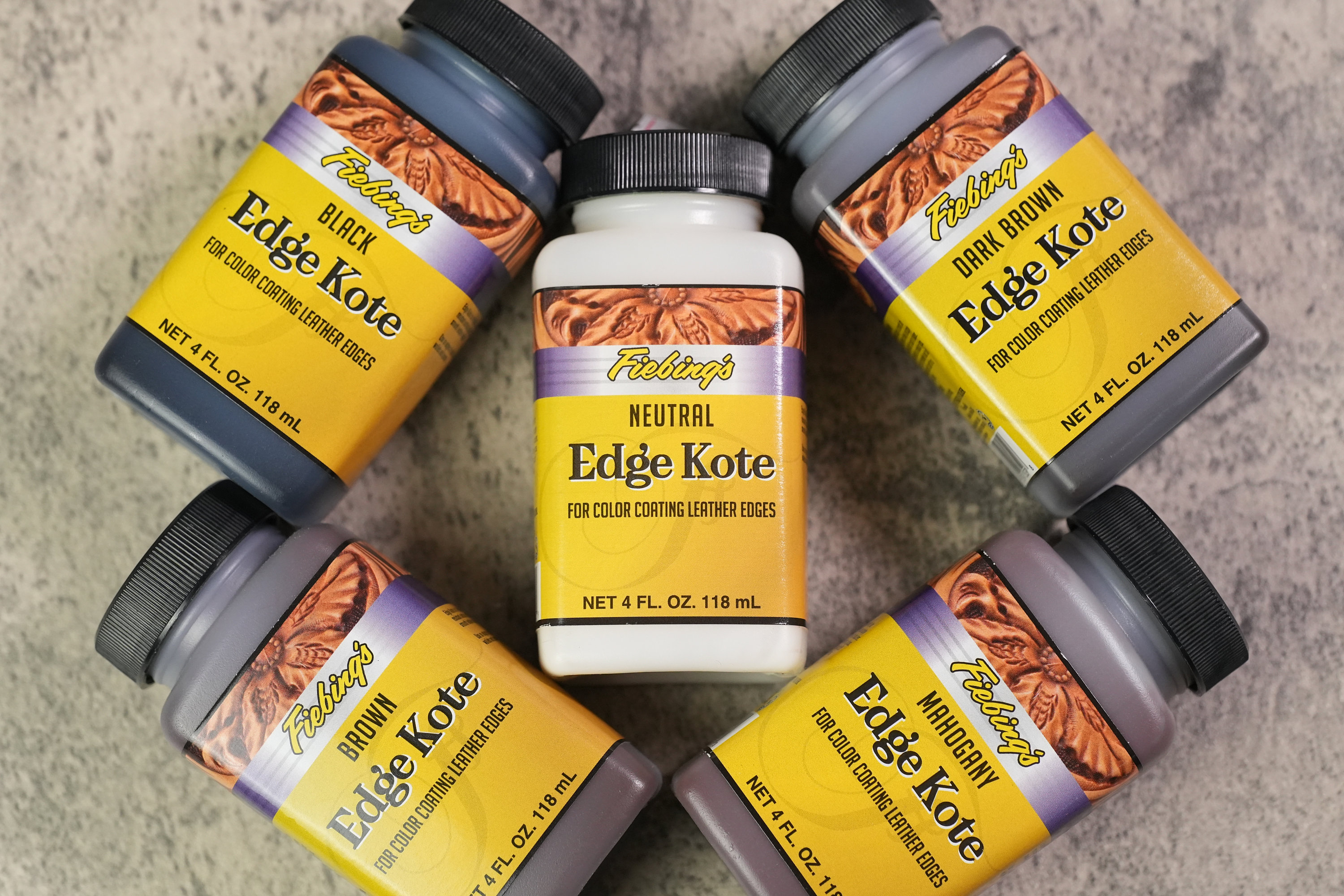 Fiebing's Edge Kote : for Colour Coating Leather Edges 118ml or 4oz  Available in 7 Colours. 