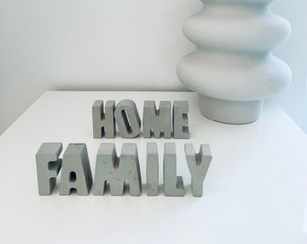 FAMILY & HOME Dekoration | Schriftzüge aus Beton | Dekoration für Zuhause | Betonoptik | Geschenk zum Einzug | Dekoratives Zuhause