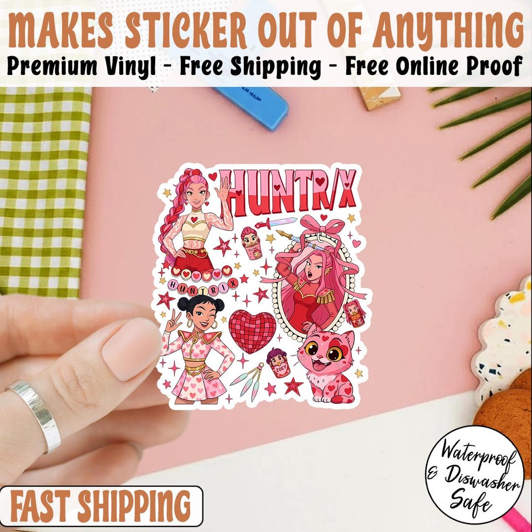 Huntrix Valentine Sticker, Valentine Saja Girls Magnet, Kpop Demon ...