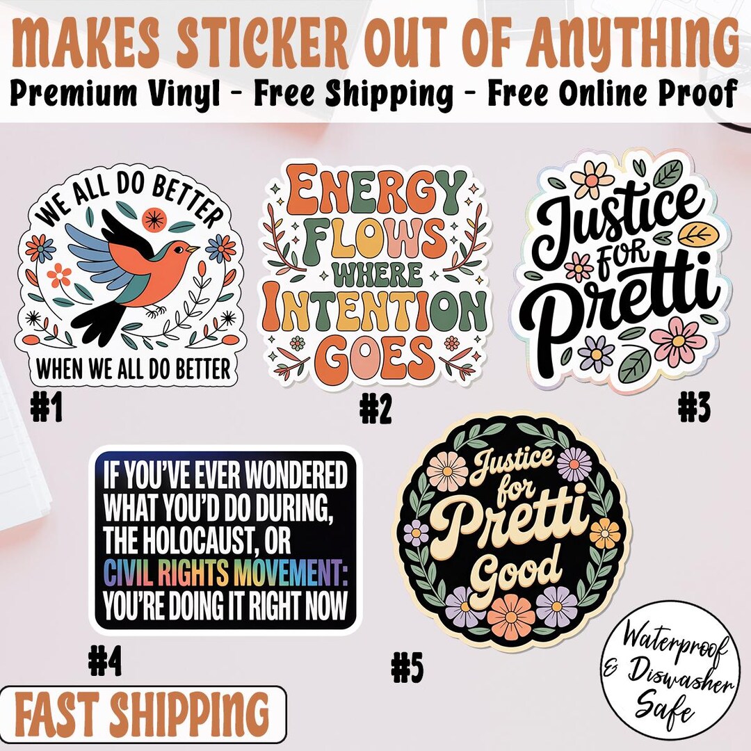 Justice for Pretti Sticker Pack – Human Rights Magnets, Anti ICE ...