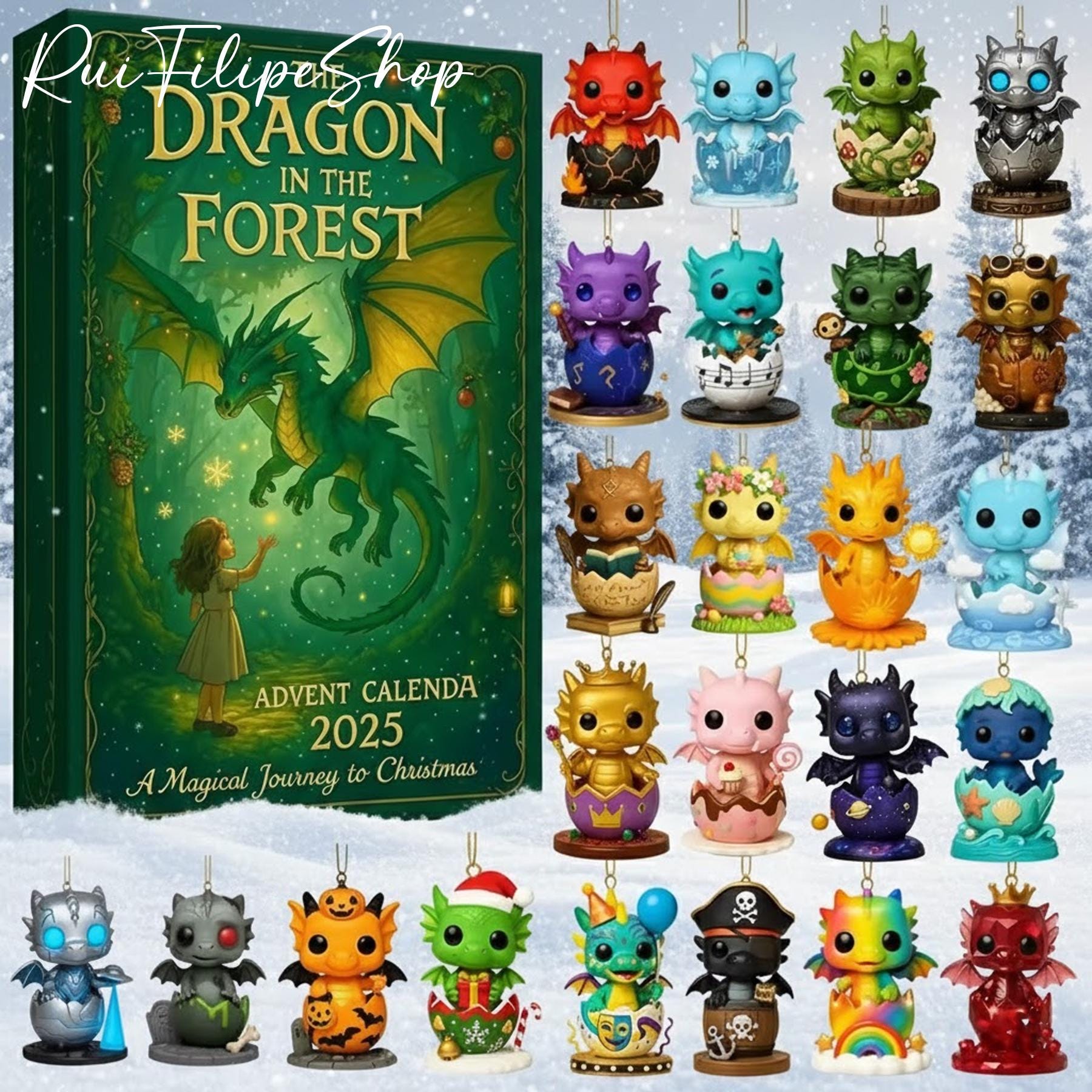 Discover The Dragon In Forest Advent Calendar, 24pcs Dragon Building Blocks Advent Calendar, Cute Dragon Christmas Advent Calendar, Dragon Lover Gift