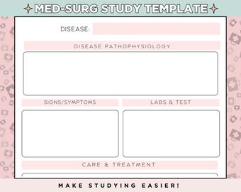 Med Surg Nursing School Vorlage, druckbare Lernressource