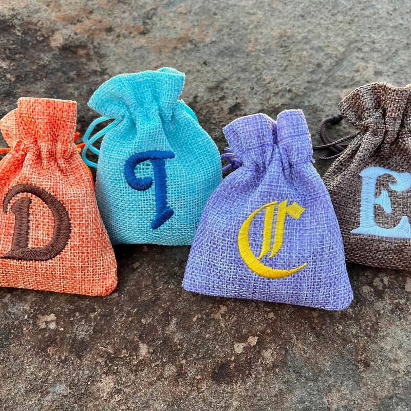 Black Golden Moon and Stars Embroidered Dice Bag