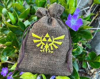 Royal Crest Embroidered DnD Dice Bag, Zelda Inspired D&D Dice Pouch, TLOZ Embroidery, Dungeons and Dragons Geek Gift