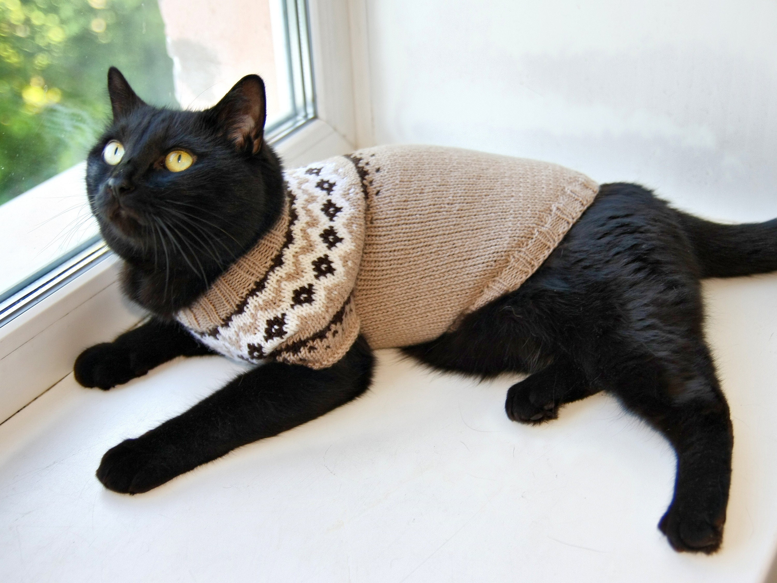 Hand Knitted Cat Sweater 