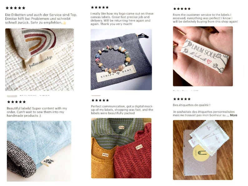 Unique cotton garment tags with custom text