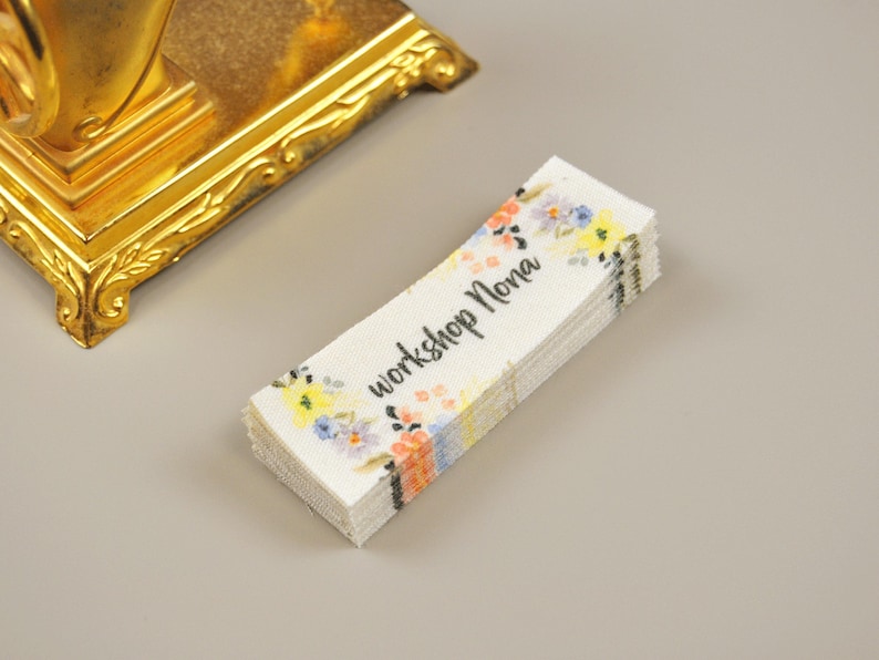 Cotton fabric labels with custom logos and text