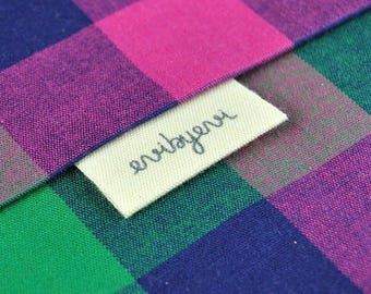 30 pièces d'étiquettes de vêtements en tissu personnalisées avec votre texte ou votre logo Étiquettes de t-shirt en étiquette organique naturelle Impression couleur directe