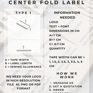 custom design cotton labels guide. Centrally folded