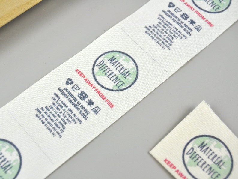 50 Custom Design Fabric Clothing Labels Design with Your Text or Logo Natural Organic Label T-shirt Labels Center Fold Label image 10