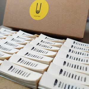 200 pcs  Custom Design Fabric Clothing Labels Design with Your Text or Logo Natural Organic Label T-shirt Labels End Fold Garment Labels