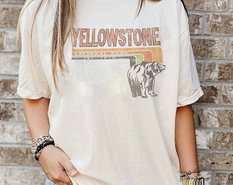 Vintage-Inspired Yellowstone National Park Comfort Colors Tee - Soft, Durable, Retro Cotton Shirt with Iconic Yellowstone Graphic