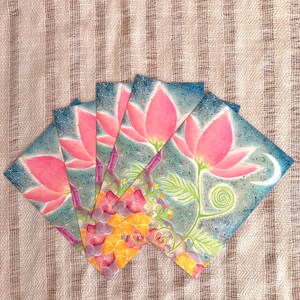 Alpine Flower and the Moon Postcard print ~ Waldorf Steiner seasonal postcard for nature table ~ crystal alter grid ~ greeting cards.