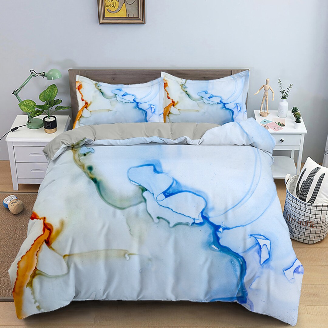 Tie Dye Bed Set Colorful Marble Teen Girl Bedding Duvet Cover Etsy