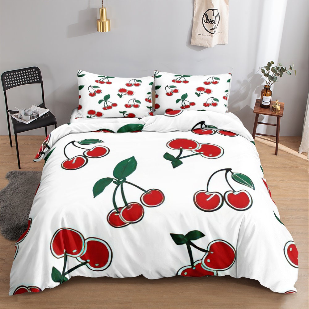 Discover Fruit Cartoon Red Cherry Bedding Set