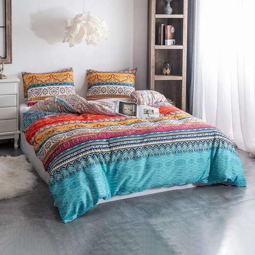 Bohemian Duvet Coverbohemian Retro Bedding Set Boho Floral Etsy