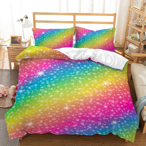 Rainbow Duvet Cover Set for Teens Adults3d Printed Rainbow Etsy
