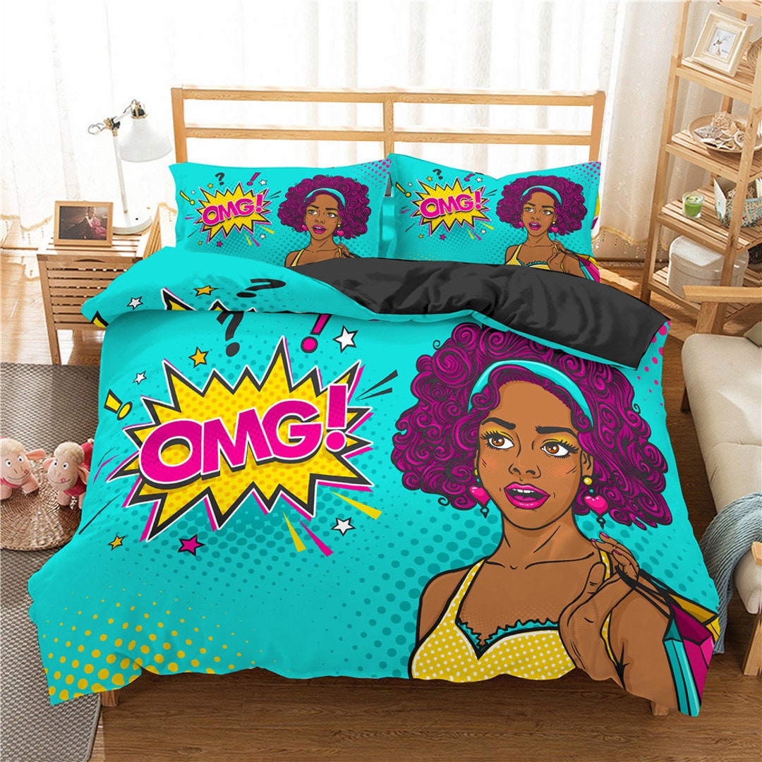 African American Black Girl Duvet Cover Setblack Girl Magic Etsy