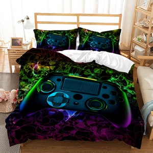 Teen Gamepad Duvet Cover Modern Gamer Comforter Cover for Kids Boys  Children Video Game Bedding Set Player Gaming Joystick Cover 