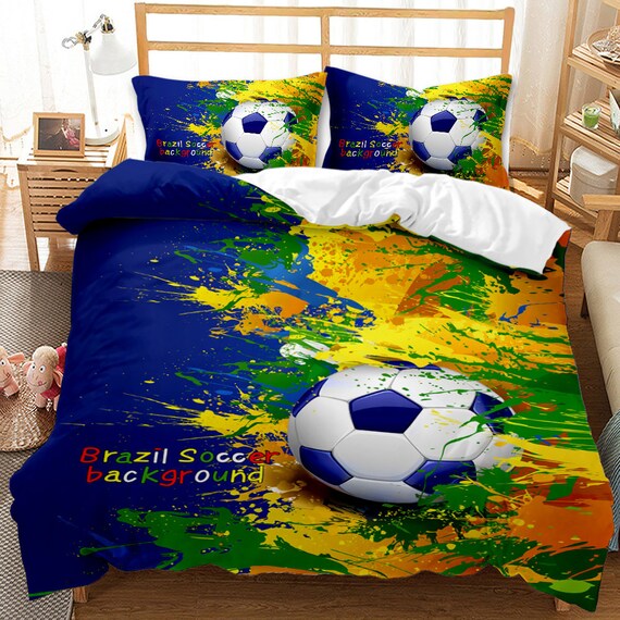 Juego de ropa de cama de fútbol Tema deportivo Cubierta de - Etsy España
