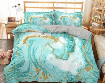 Black White Marble Comforter Set Full Size for Girls Women Gold Glitter Bedding Chic Marble Modern Quilt 1 Comforter 2 Pillow Cases 
