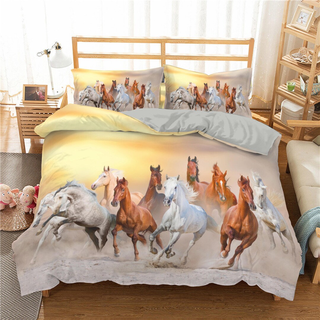 Horse Bedding Set Full Size Bedding Duvet Cover Horse Printed Etsy