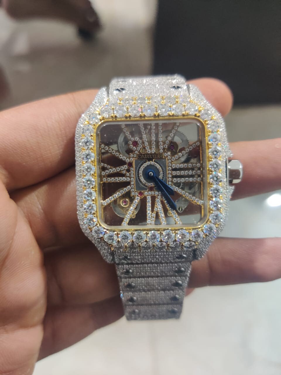 Skeleton Quartz 41MM Moissanite Diamond 