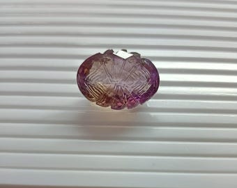 Pietra preziosa naturale di ametrina di forma fantasia, pietra preziosa di ametrina sfaccettata intagliata, ametrina del paese della Bolivia, dimensioni 25x18x13 mm per la creazione di gioielli