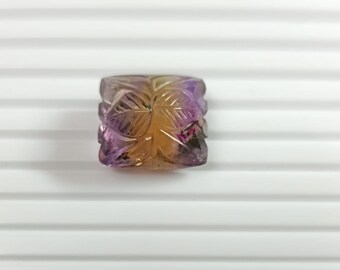Pietra preziosa naturale di ametrina dalla forma fantasia, pietra preziosa di ametrina sfaccettata per intaglio, ametrina proveniente dalla Bolivia, dimensioni 20x18x12 mm per la creazione di gioielli