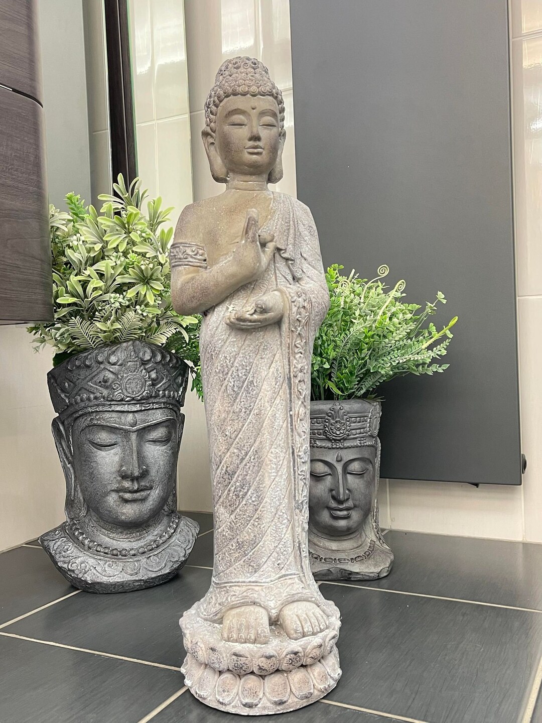 Buddha Zen Stone Effect Statue 69 Cm Tall Indoor/ Outdoor Figurine Home