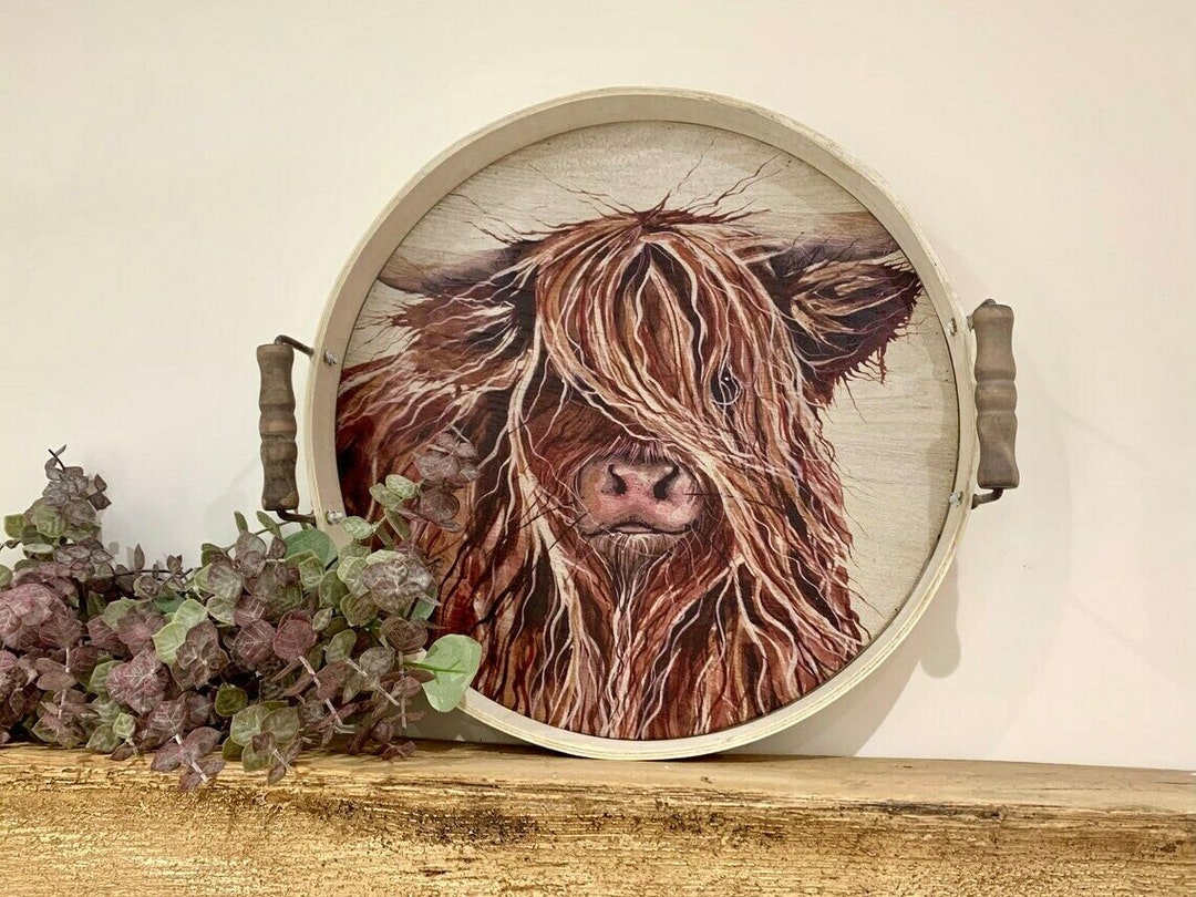 Large Decorative Tray Vintage Rustic Style Wooden Tray Etsy