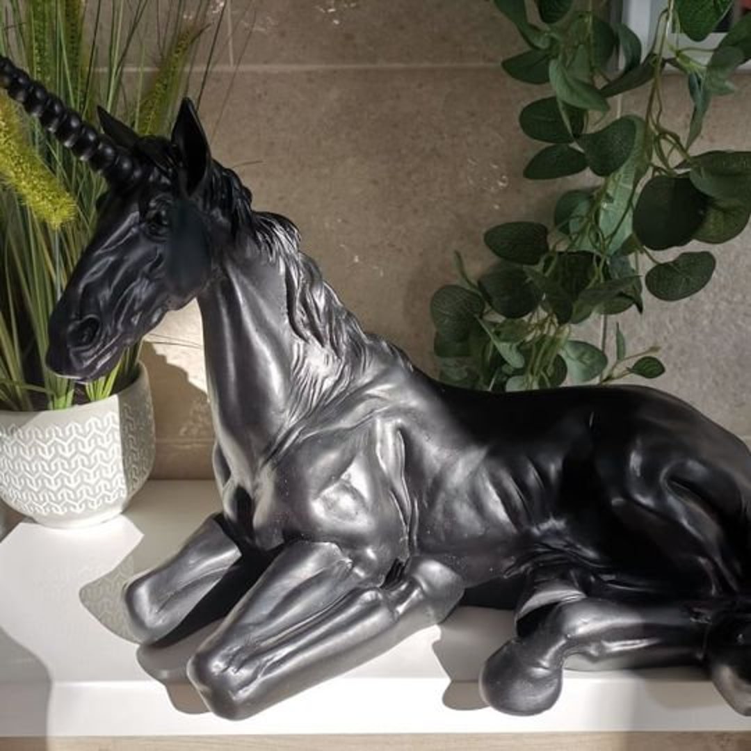 Fantasy Large Unicorn Garden Ornament Lying Statue Figurine Outdoor