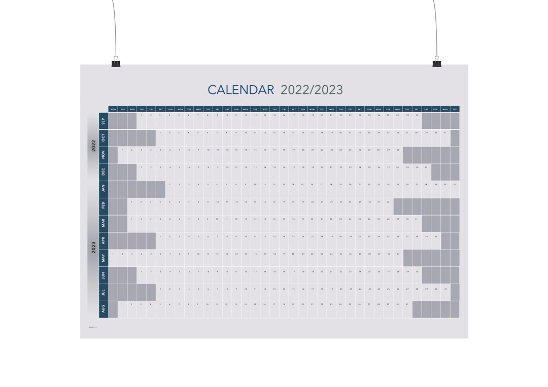 2022-2023 Printable Mid-year Calendar, 12 Months, Downloadable One Page, Wall Planner, Collage ...