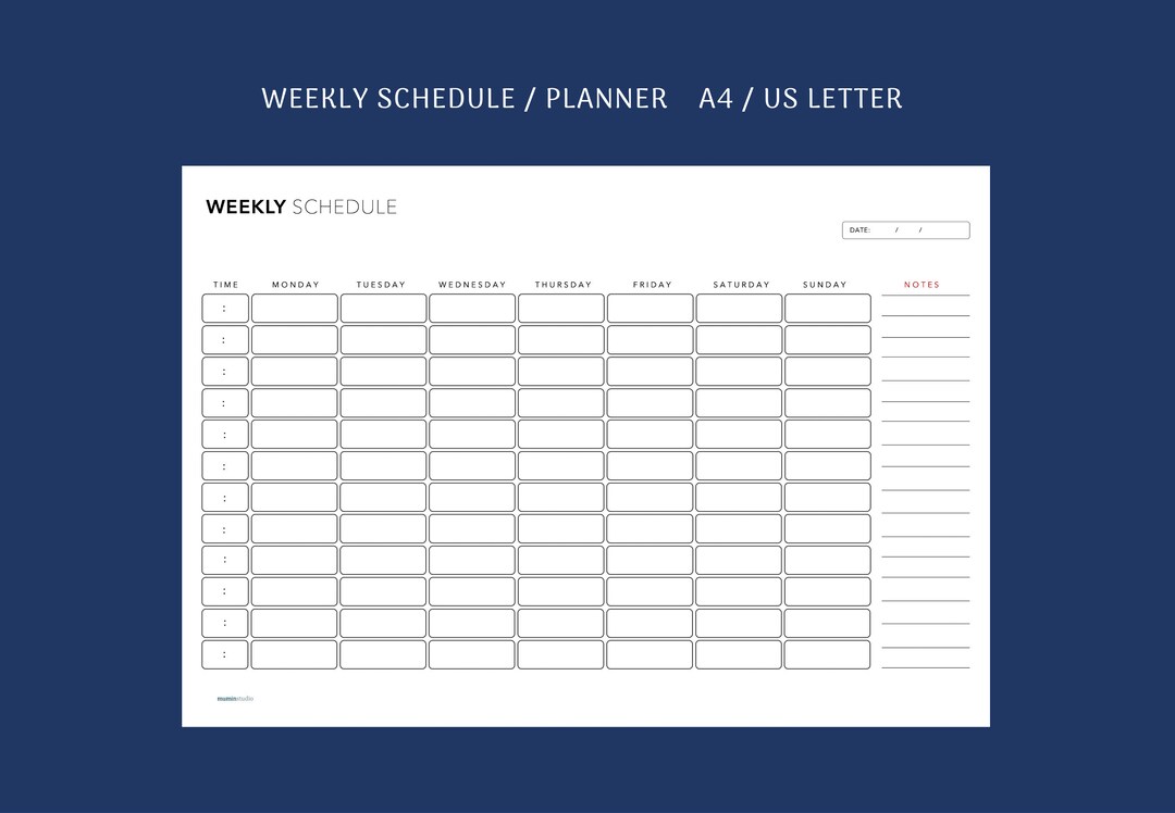 Weekly Schedule, Pdf Printable, Digital Planner, Business Weekly ...