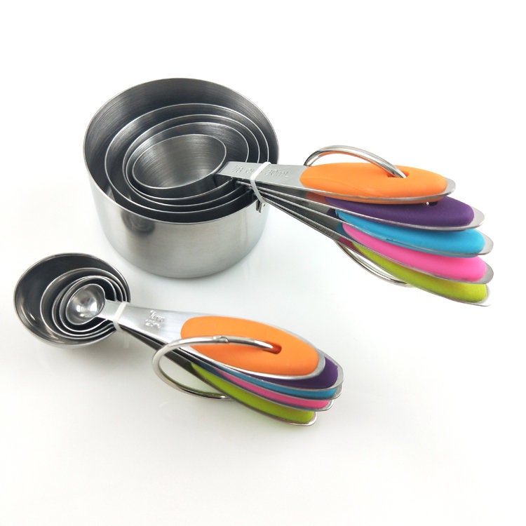 Magnetic Measuring Spoons Set Stainless Steel with Leveler, 8pcs  Multicolors Measuring Cups Set for Baking, Measuring Cups and Spoon Set  Kitchen