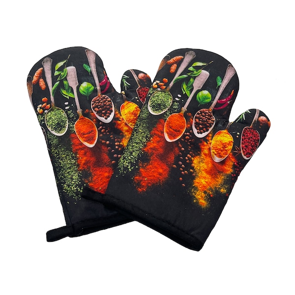 UpNUpCo Artistic Colorful Oven Mitts - Unique - Cute - Soft - Safety - Quilted & Padded - Heat Resistant - Beautiful 2 Pieces- 7" x 10" x 1"