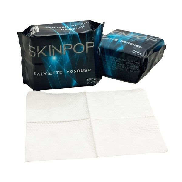 Skinpop - 20 Packs of 20 Disposable Wipes, 100% Cellulose, 20 x 20 cm