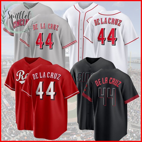 thumbnail image 2 of Elly De La Cruz #44 Baseball Jersey - Red Embroidered - Men's 2 of 3