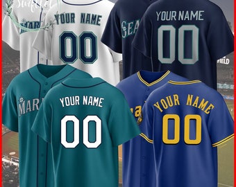 Seattle Mariners Custom Name & Number Baseball Jersey Shirt Best