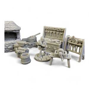 Outland Tactics Blacksmith Shop Miniature - 28mm Scale Unpainted Terrain For War Games & RPGs - View #11