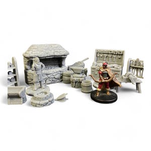 Outland Tactics Blacksmith Shop Miniature - 28mm Scale Unpainted Terrain For War Games & RPGs - View #10