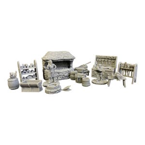 28mm Dwarf Blacksmith Shop & Figure Set - War Games Miniatures By Outland Tactics - View #7