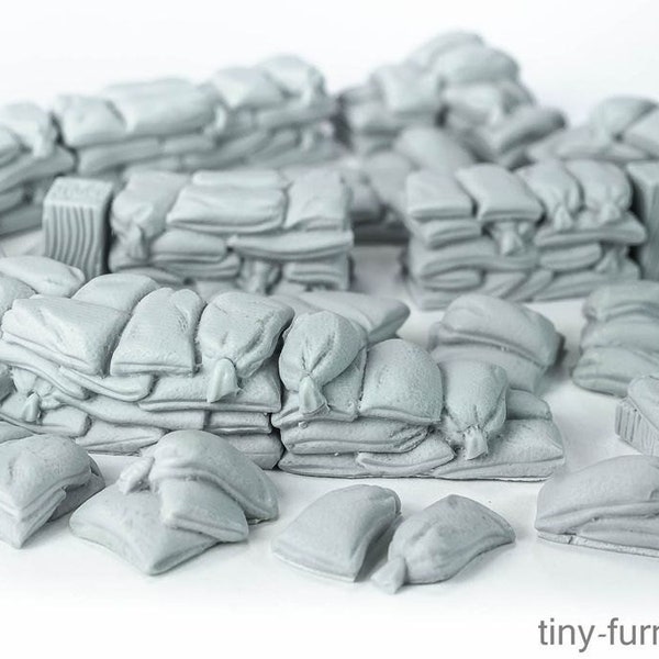 Sandbag barricades -  tabletop furnishing props, and terrain for D&D, Fallout, Star Wars, Sci-Fi