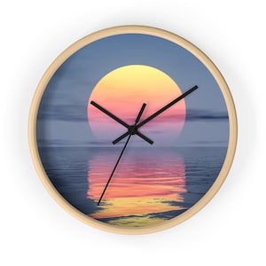 Sunset Beach Wall Clock: Tropical Ocean Art Decor