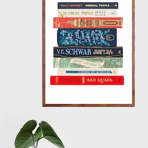 Custom book stack art print digital