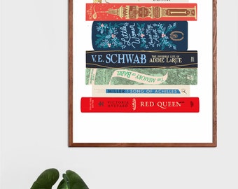 Custom book stack art print