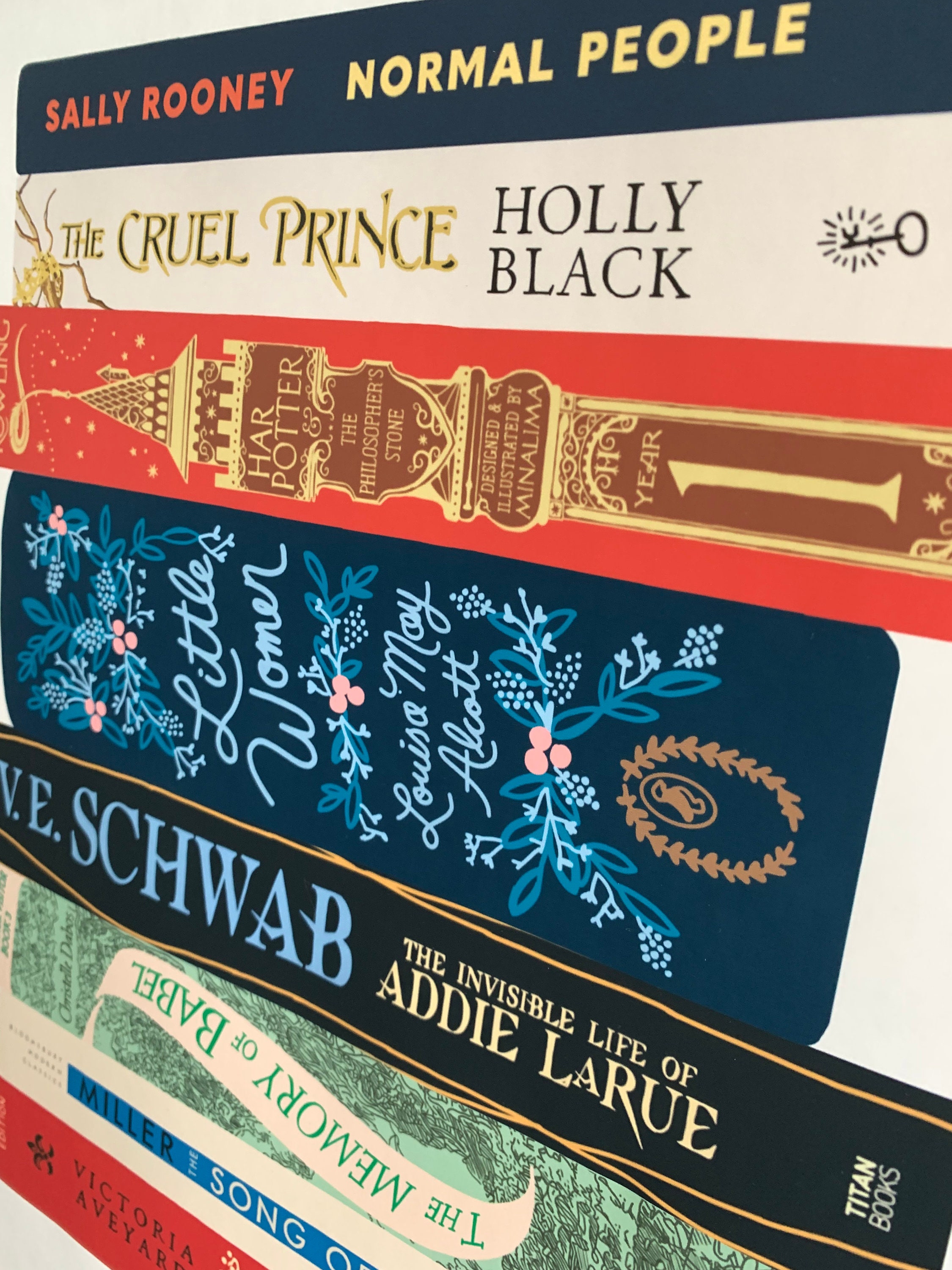 Custom Book Stack Art Print Digital - Etsy
