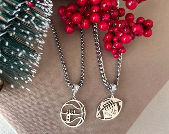 Silver Sport Jewelry, Football Jewelry, Custom Basketball Necklace, Basketball Player Gift, Football Number Necklace Gold, Gift For Grandson